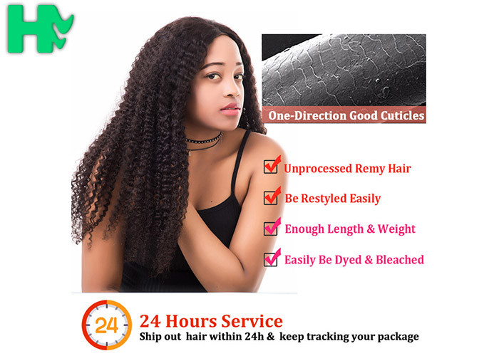 Kinky Curly Natural Human Hair Extensions , 100% Virgin Unprocessed Remy Hair