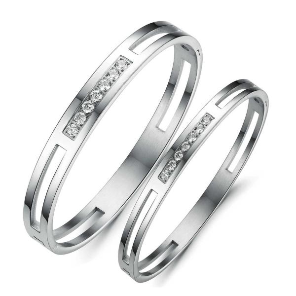 Tagor Jewellery Super Quality 316L Stainless Steel couple Bracelet Bangle