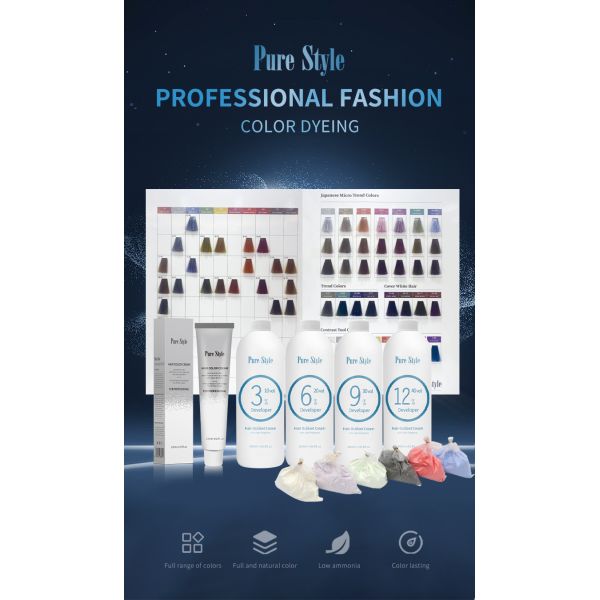 Purestyle OEM/ODM 100ML 47 Colors Low Ammonia Salon Use Professional Permanent Hair Color Cream