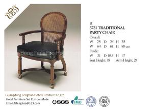China Antique Wooden Upholstery Fabric Hotel Dining Chairs With Arm For Restaurant wholesale