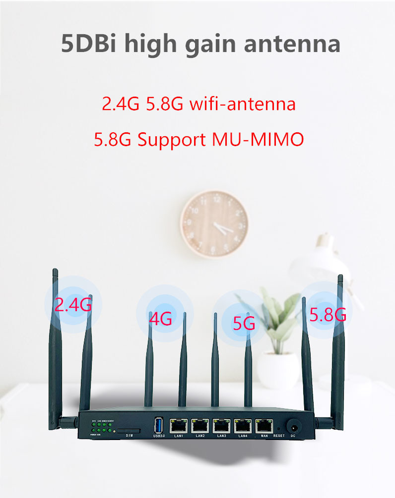 WS1208 1200Mbps 4G 5G Routers 5g Wireless Router With Black Metal Shell