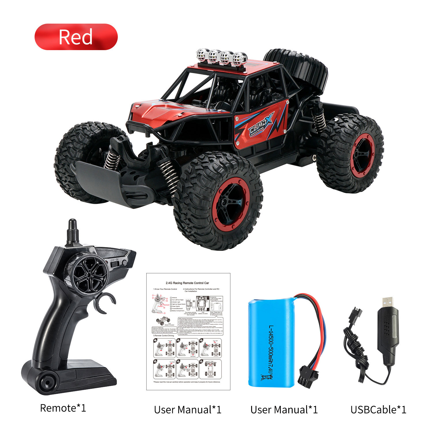 RC Cars Model Toy Speed Rechargeable Children's Climbing Vehicle Suitable for Ages 5-7