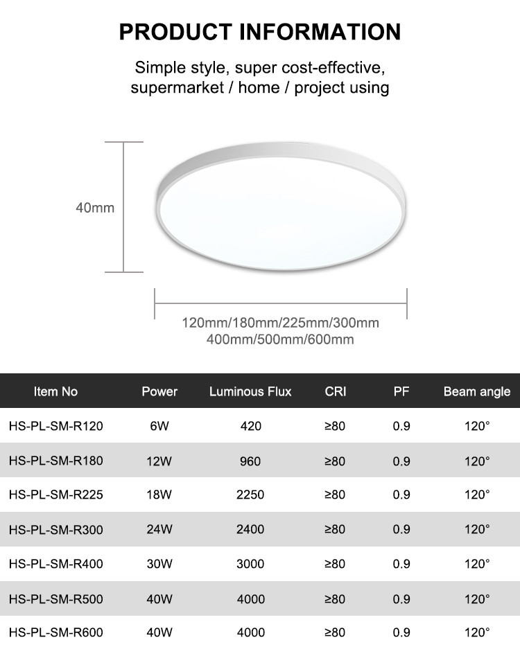 600mm 500mm 400mm Surface Mount Flat Panel LED Lights With CCT Changeable Flicker Free
