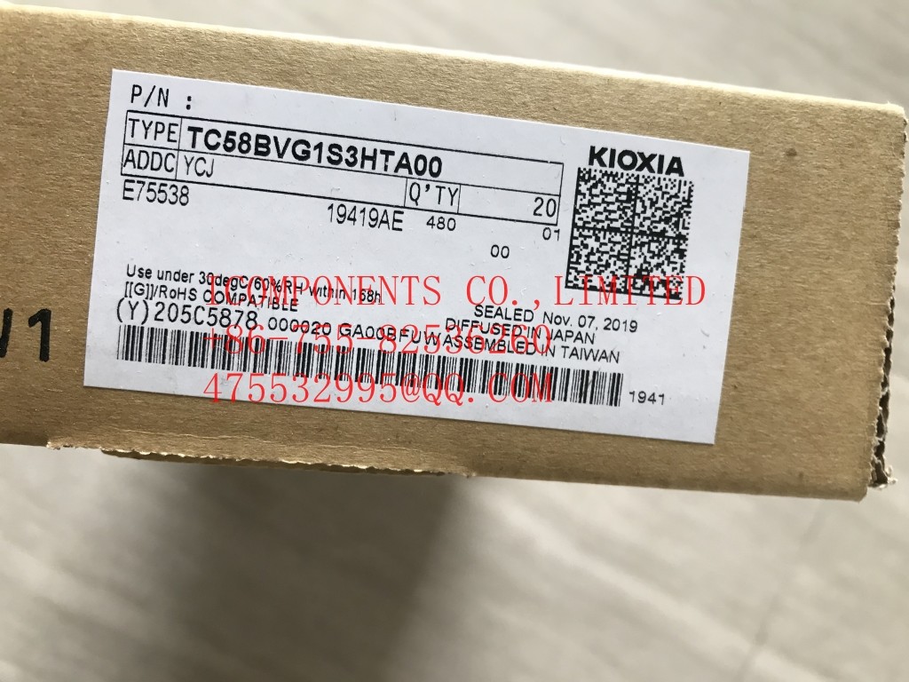 TC58NVG1S3HBAI4 KIOXIA SLC NAND Flash Parallel 3.3V 2G-bit 256M x 8 63-Pin FBGA