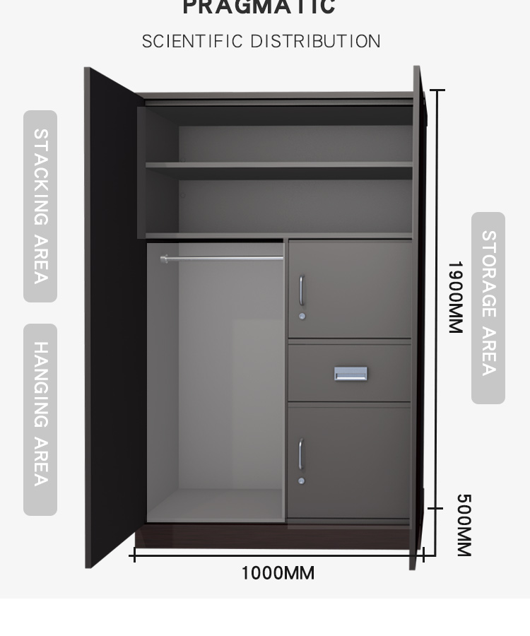Aluminum Alloy Commercial 0.6mm 2 Door Closet Cabinet