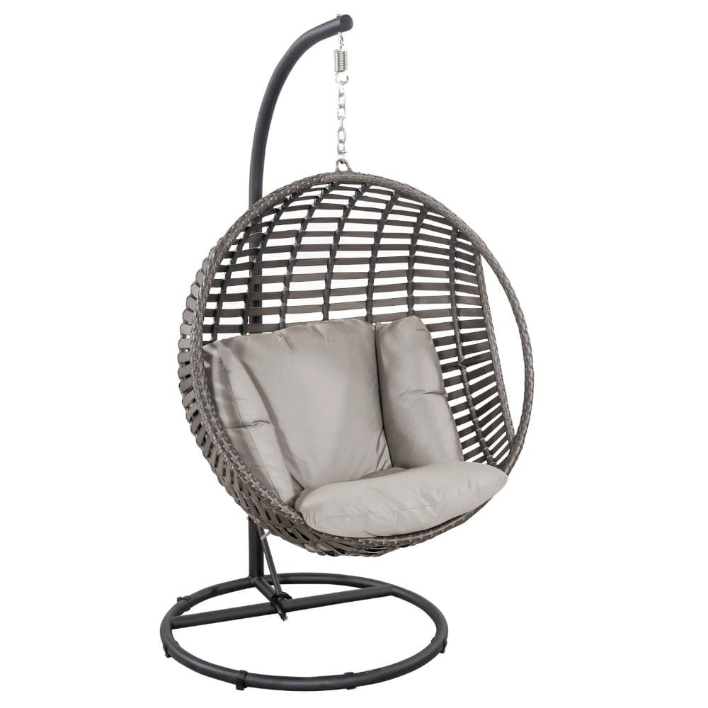 Metal Frame All Weather Hanging Chair with Polyester Cushion and Garden Single Seating