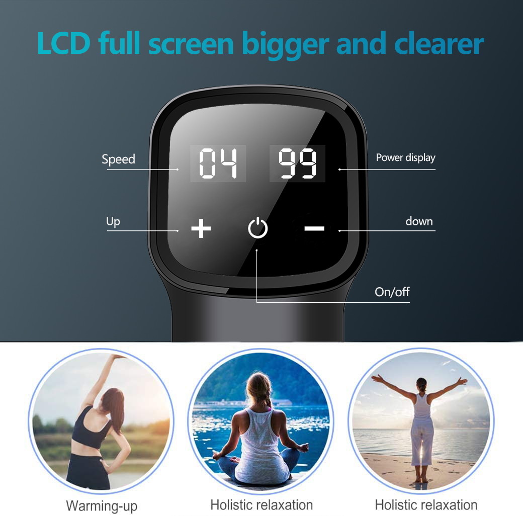 LCD Display 30 Speeds Quiet Fascia Muscle Massage Gun