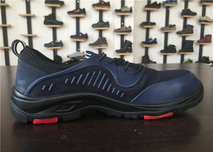 Elastic Band Waterproof Safety Shoes Navy Color Steel Toe Work Boots For Men