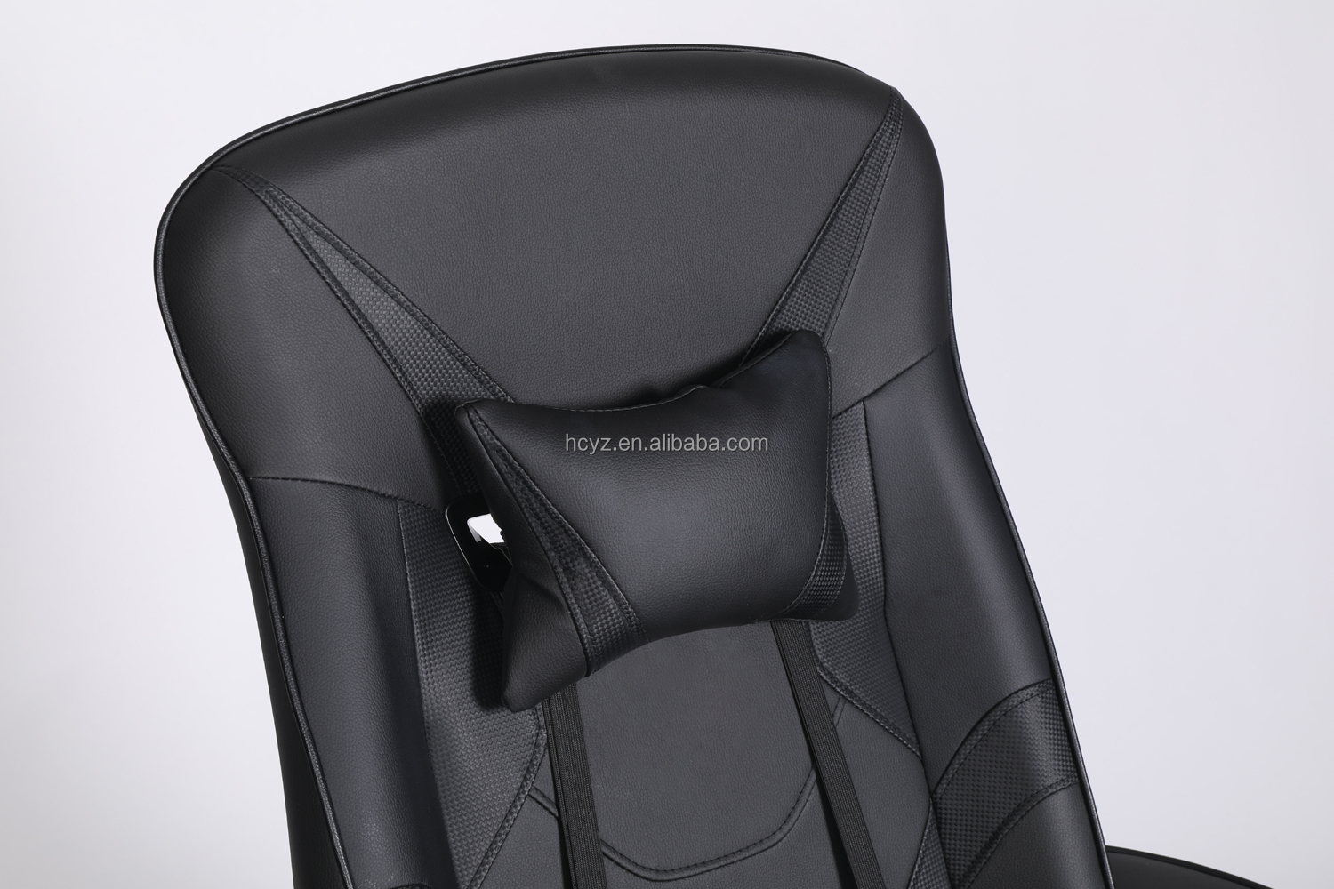 Black Racing Style Luxury Gaming Chair with Cup Holder and Footrest