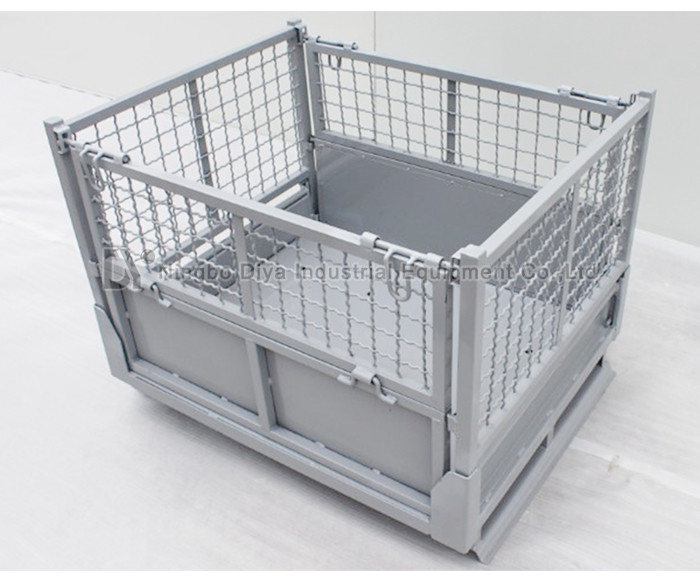 Industrial Wire Mesh Pallet Storage Cage , Foldable Metal Turnover Box