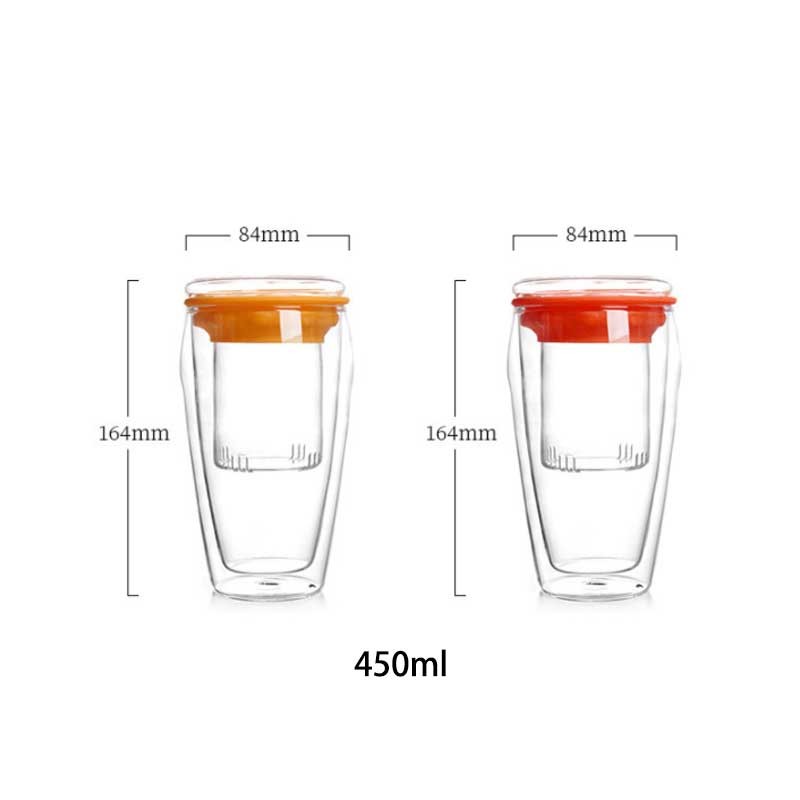 Cylinder Double Borosilicate Glass Cup With Silicone Lid