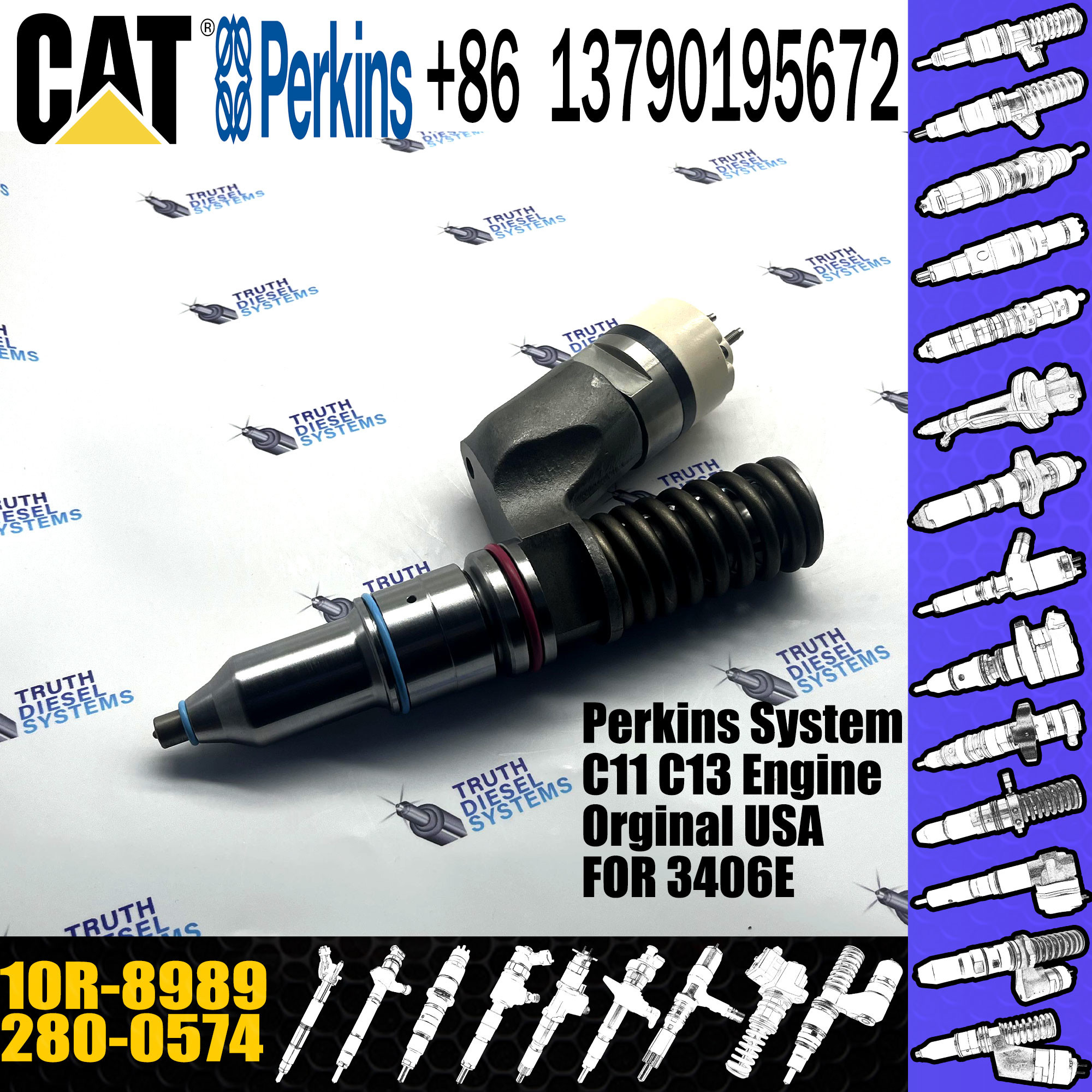 Construction Machinery Parts C15 Diesel Injector CA2800574 280-0574 2800574 10R8989 10R-8989