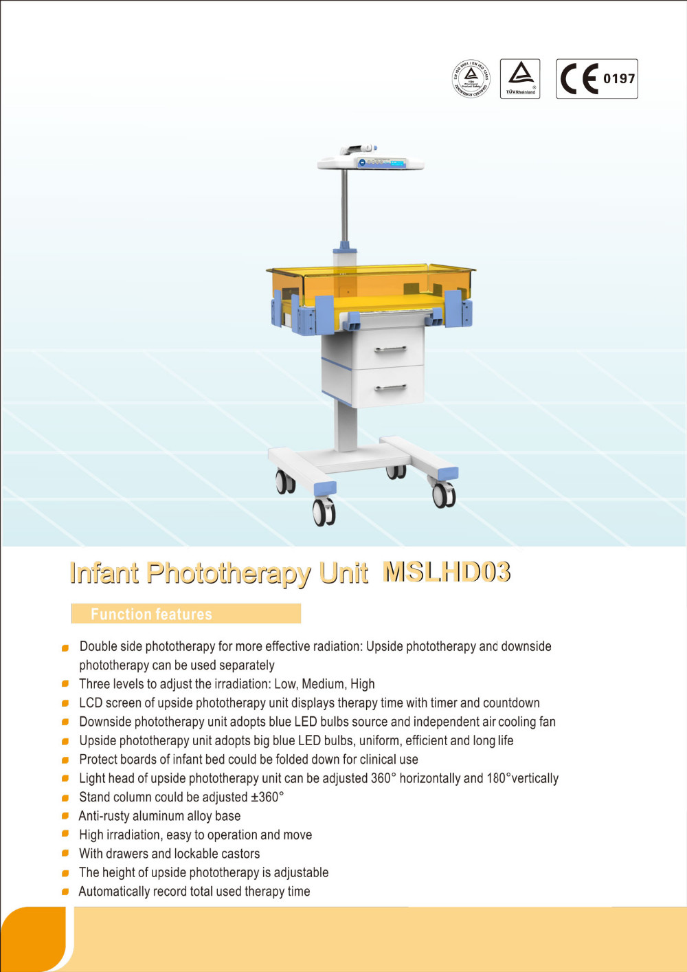 China factory price Double side neonatal LED phototherapy/Infant Phototherapy Unit for medical