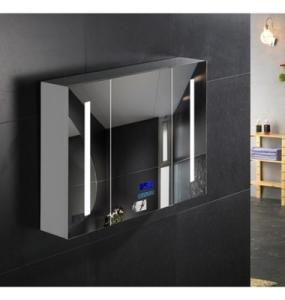 China Commercial Illuminated Bathroom Mirror Cabinet Single Door Stainless Steel Mirror Cabinet wholesale