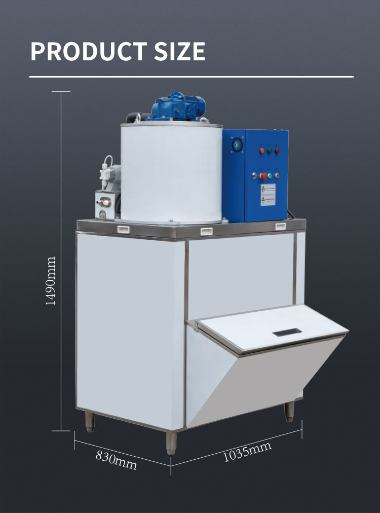 300kg/24h Seawater Flake Ice Machine Commercial Stainless Steel Frozen Snow Cone Maker