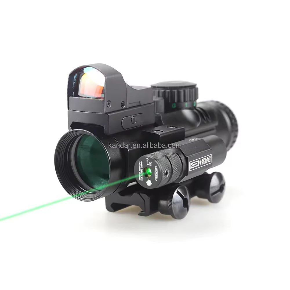 155mm Length Prismatic Scope Hunting 4x32 with Red Laser and Mini Red Dot