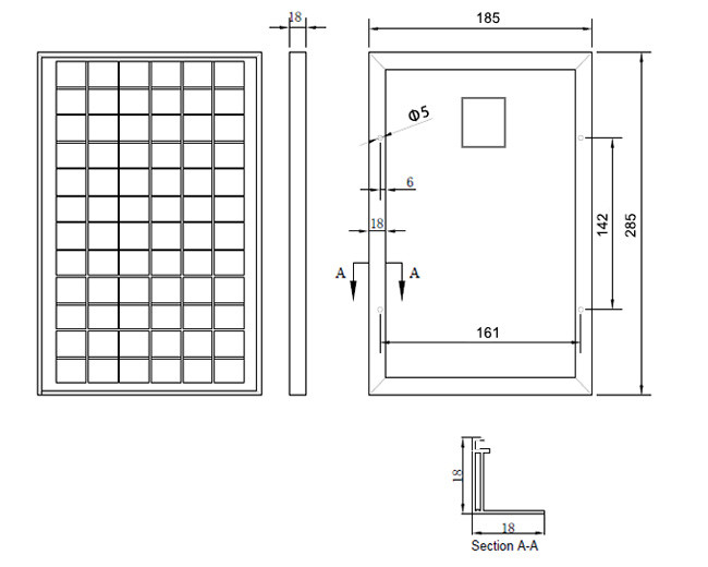 6W Monocrystalline Silicon Cells 18V Anodized Aluminium Alloy Solar System Application