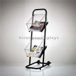 2 - Wheel Floor Commercial Retail Store Fixtures Acrylic Box Metal Book Display