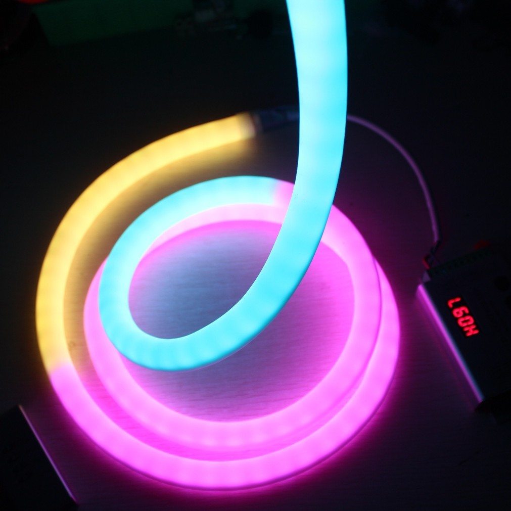360 degree rgb addressable dmx 512 12v rgb 10 pixel neon flex 60pcs smd5050 rope lights