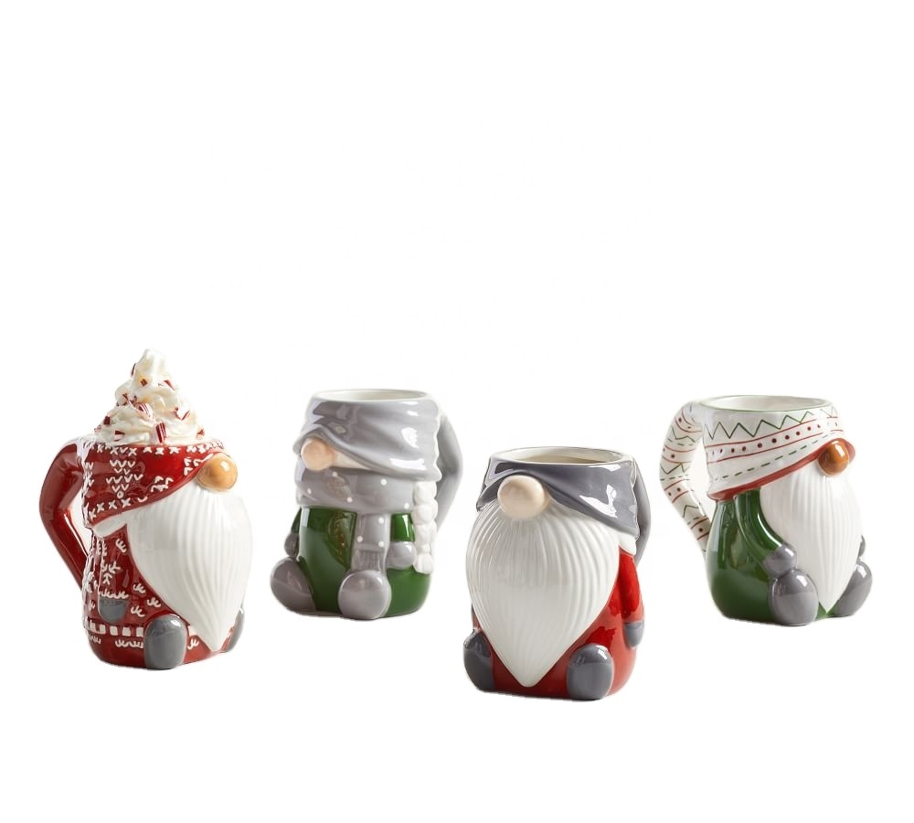 12oz 350ml Ceramic Milk Mugs Hand Painting 3D Relief For Christmas Festive