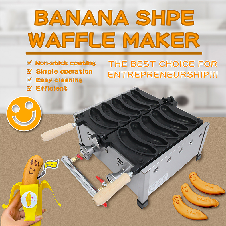 2024 Year Fashion Design Lpg Ng Gas Electric Long Waffle Maker Banana Shape Stick
