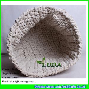 China LDKZ-035 cotton rope crochet basket large home foldable storage basekt wholesale
