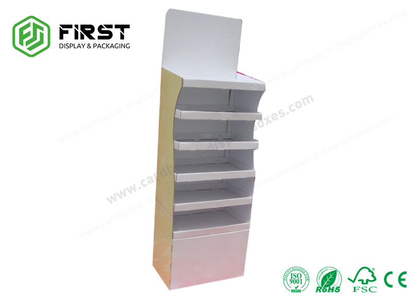 Printed POP Corrugated Cardboard Floor Display Shelf Floor Stand Custom Made Carton