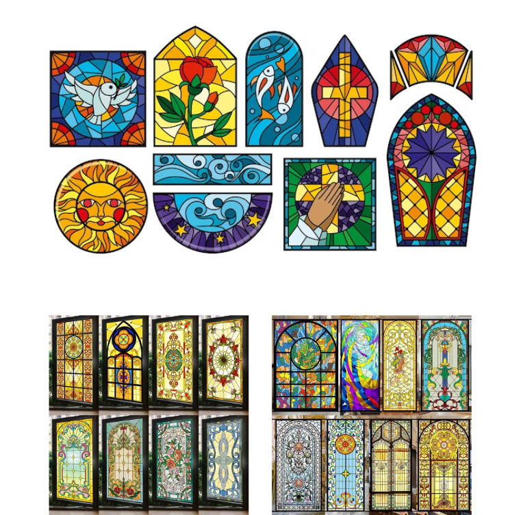 Colored Glass Window Panel Stained Arts and Crafts Interior Decoration