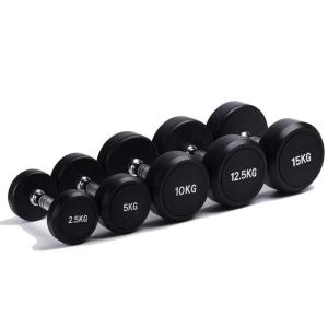 China Free Weight Gym Dumbbells Fitness Training Rubber Round Dumbbells wholesale