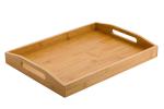 oversized wood bamboo food serving tray with handle and folding legs