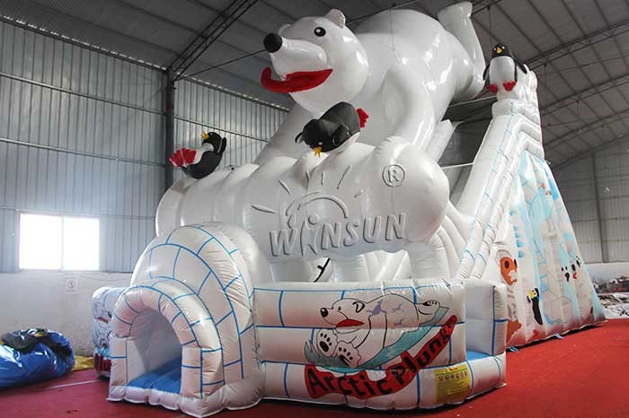Polar Bear Themed Large Inflatable Slide CE Standard PVC Material Made