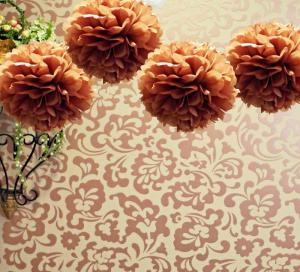 China 16&quot; Tissue Pom Pom - Brown (4 Pack) wholesale