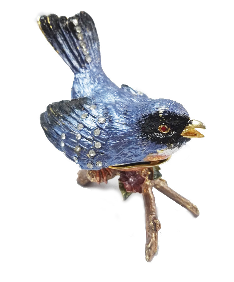 Hot sell bird trinket box alloy animal bird trinket box bird metal trinket box