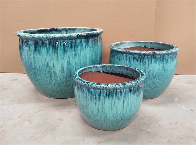 Indoor 52cmx20cm Blue Glazed Ceramic Garden Pots