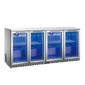 China Stainless Steel Swing 4 Doors Cold Drink Cooler/ Under Counter Bar Refrigerator, Built-in Glass Door Back bar Cooler wholesale