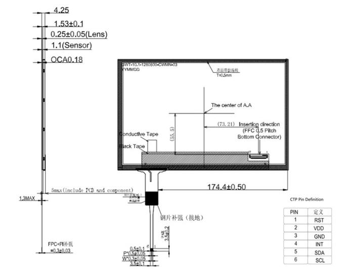 China Factory 10.1 Inch TFT LCD Display 1280x800 Pixels IPS Type LVDS With CTP