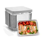 Cardboard Lid Silver Aluminium Foil Lunch Box for Food Storage and Take Away