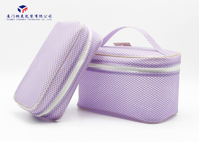 Purple Opaque Matte PVC Zipper Soft PVC Bags Carry Handle On Top 21X12.5X13.5cm