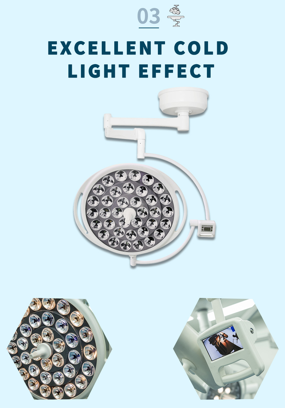AC240V Ceiling Mounted LED Surgical Light 160000Lux Medical Equipment