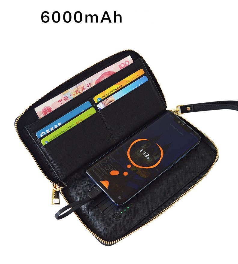 Zipper Closure 5V2A 6000mAh Wallet Power Bank MSDS