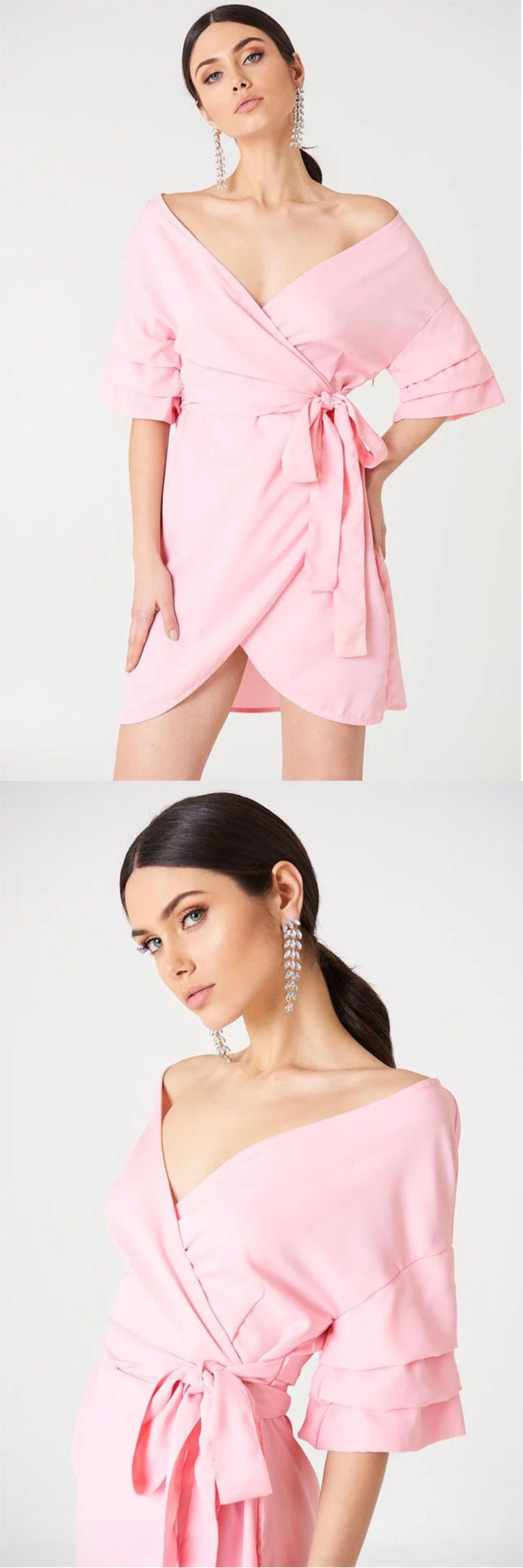 Off Shoulder Overlapped Ladies 2018 Summer Dresses