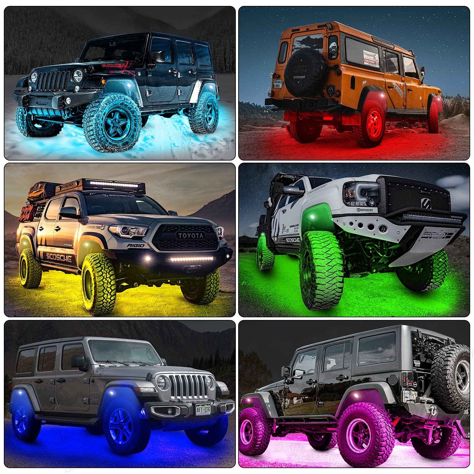 6000K 12VDC Bluetooth Rock Lights , Plastic LED RGB Pod Lights