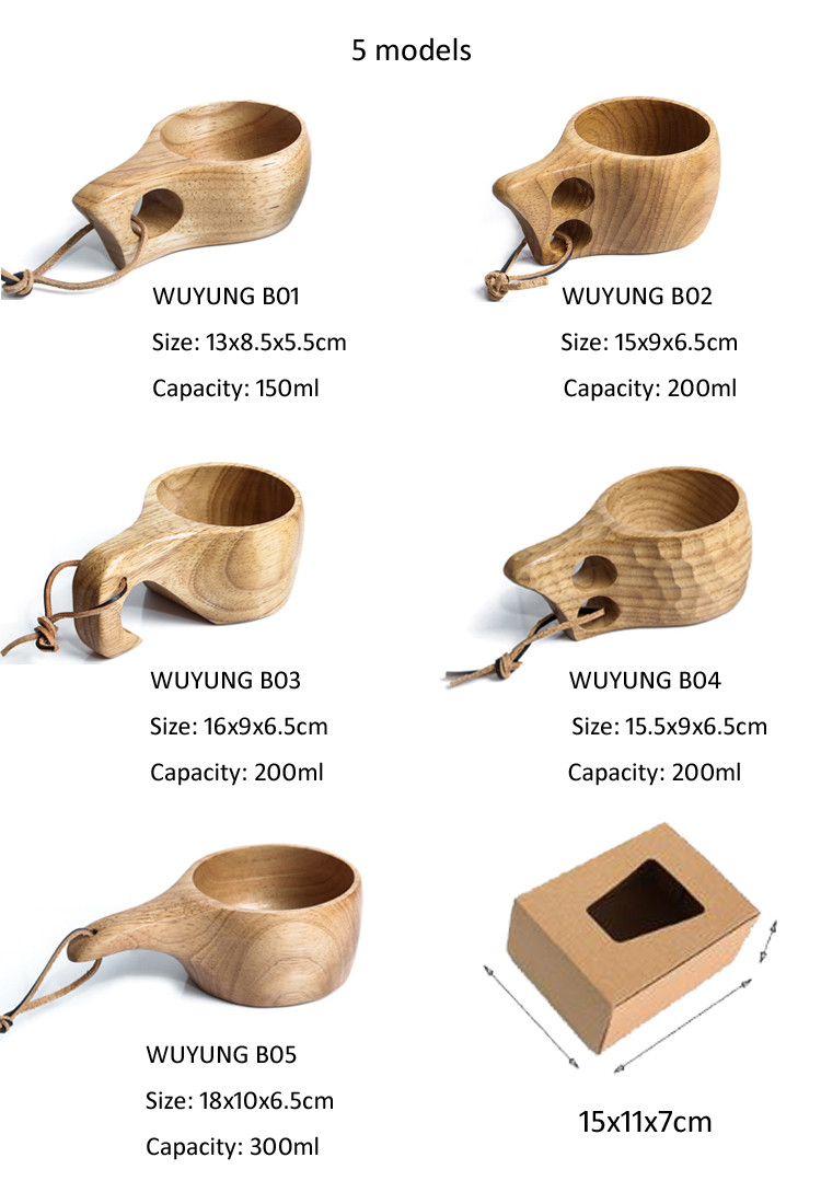 Camping 200ml 6.83 oz Wooden Drinking Cup Traditional Lightweight Coffee Mug