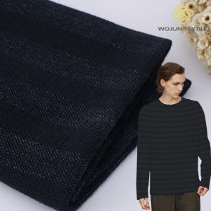 China Combing Mercerized Cotton Fabric 21S 330g Stretchy Striped Knit Material wholesale