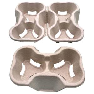 China 2 / 4 Disposable Biodegradable Paper Cup Carrier Tray , Cup Holders Natural Color wholesale