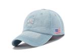 Fashion Style Light Blue Denim Cap , Soft Touch 5 Panel Female Baseball Caps