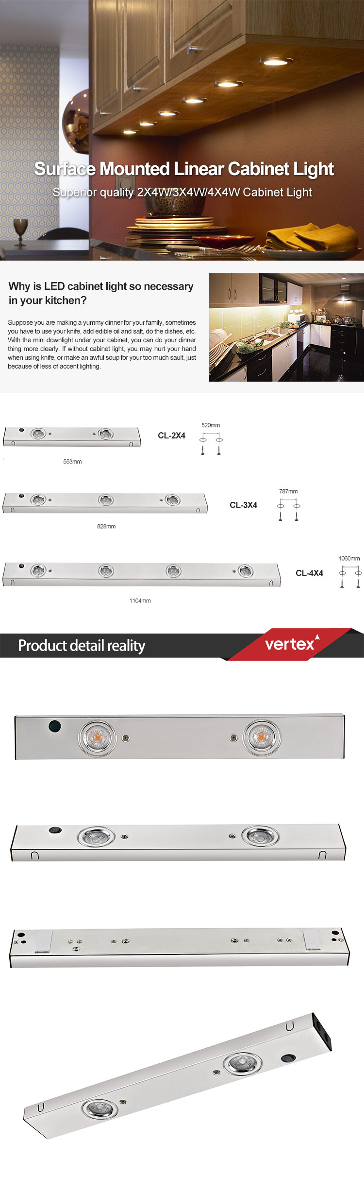 80lm/Watt 4000k Under Cabinet LED Lighting 100000hours