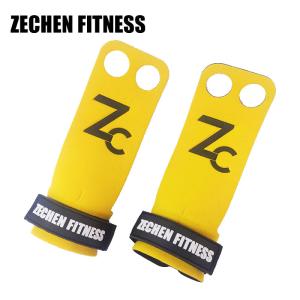 China Yellow Crossfit Hand Grips For Lifting Weights 2 Hole Palm Gymnastics wholesale