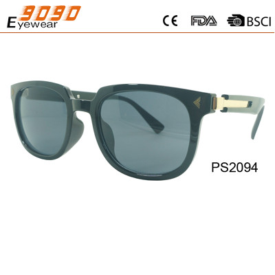 Unisex plastic sunglasses with metal temples, special retro designer stylish,