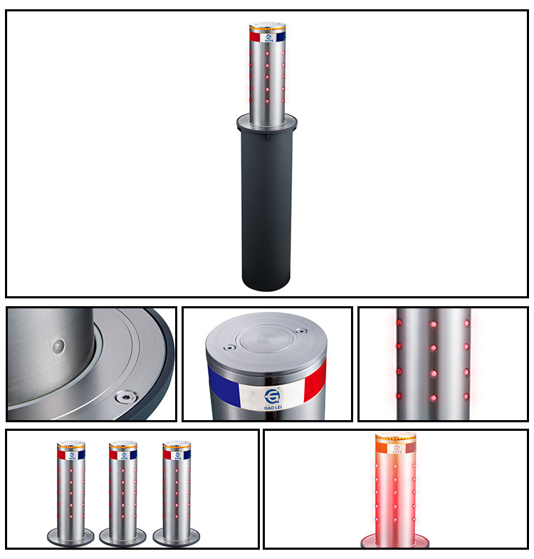 Led Warning Traffic Control Bollards Emergency Lowering Dia 271mm Electric Rising